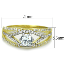 TS200 - Gold+Rhodium 925 Sterling Silver Ring with AAA Grade CZ  in Clear