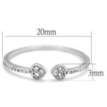 TS205 - Rhodium 925 Sterling Silver Ring with AAA Grade CZ  in Clear