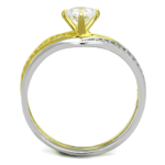 TS210 - Gold+Rhodium 925 Sterling Silver Ring with AAA Grade CZ  in Clear