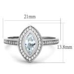 TS213 - Rhodium 925 Sterling Silver Ring with AAA Grade CZ  in Clear