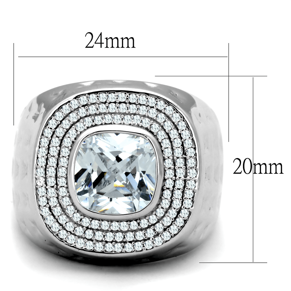 TS231 - Rhodium 925 Sterling Silver Ring with AAA Grade CZ  in Clear