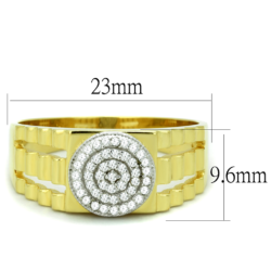 TS237 - Gold+Rhodium 925 Sterling Silver Ring with AAA Grade CZ  in Clear