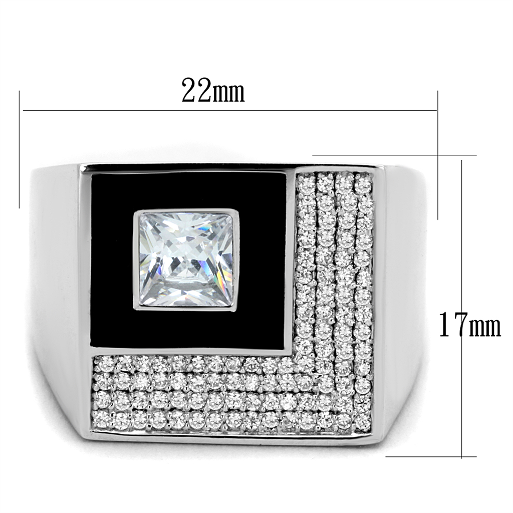 TS242 - Rhodium 925 Sterling Silver Ring with AAA Grade CZ  in Clear