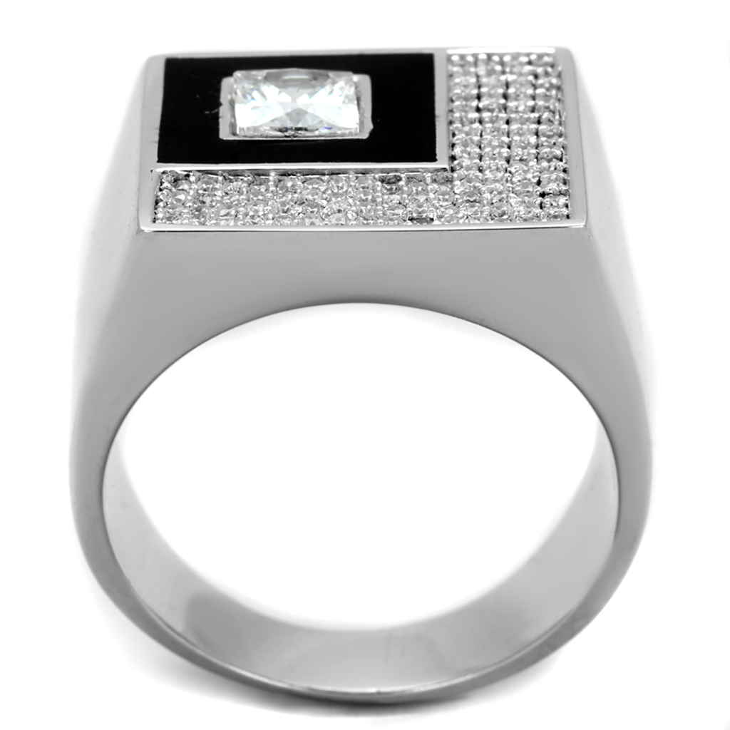 TS242 - Rhodium 925 Sterling Silver Ring with AAA Grade CZ  in Clear