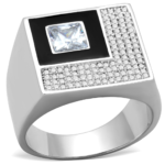 TS242 - Rhodium 925 Sterling Silver Ring with AAA Grade CZ  in Clear