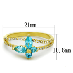 TS249 - Gold 925 Sterling Silver Ring with AAA Grade CZ  in Sea Blue