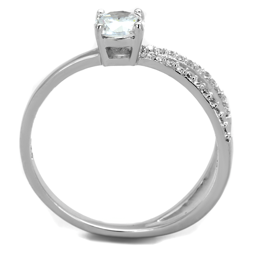 TS261 - Rhodium 925 Sterling Silver Ring with AAA Grade CZ  in Clear