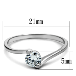 TS272 - Rhodium 925 Sterling Silver Ring with AAA Grade CZ  in Clear