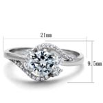 TS305 - Rhodium 925 Sterling Silver Ring with AAA Grade CZ  in Clear