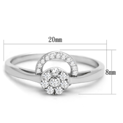 TS310 - Rhodium 925 Sterling Silver Ring with AAA Grade CZ  in Clear