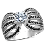 TS314 - Rhodium 925 Sterling Silver Ring with AAA Grade CZ  in Clear