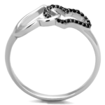 TS316 - Rhodium + Ruthenium 925 Sterling Silver Ring with AAA Grade CZ  in Black Diamond