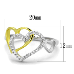 TS321 - Gold+Rhodium 925 Sterling Silver Ring with AAA Grade CZ  in Clear