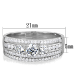 TS333 - Rhodium 925 Sterling Silver Ring with AAA Grade CZ  in Clear