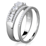 TS333 - Rhodium 925 Sterling Silver Ring with AAA Grade CZ  in Clear