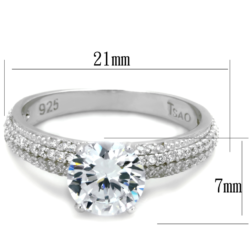 TS338 - Rhodium 925 Sterling Silver Ring with AAA Grade CZ  in Clear