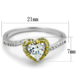 TS339 - Reverse Two-Tone 925 Sterling Silver Ring with AAA Grade CZ  in Clear