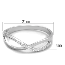 TS355 - Rhodium 925 Sterling Silver Ring with AAA Grade CZ  in Clear