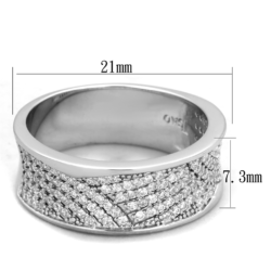 TS376 - Rhodium 925 Sterling Silver Ring with AAA Grade CZ  in Clear