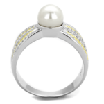 TS377 - Reverse Two-Tone 925 Sterling Silver Ring with Synthetic Pearl in White