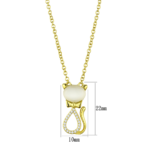 TS409 - Gold 925 Sterling Silver Chain Pendant with Synthetic Cat Eye in White