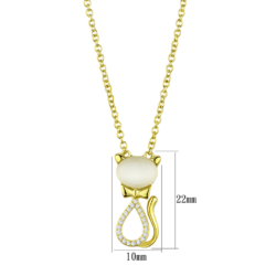 TS409 - Gold 925 Sterling Silver Chain Pendant with Synthetic Cat Eye in White