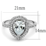 TS414 - Rhodium 925 Sterling Silver Ring with AAA Grade CZ  in Clear