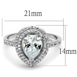 TS414 - Rhodium 925 Sterling Silver Ring with AAA Grade CZ  in Clear