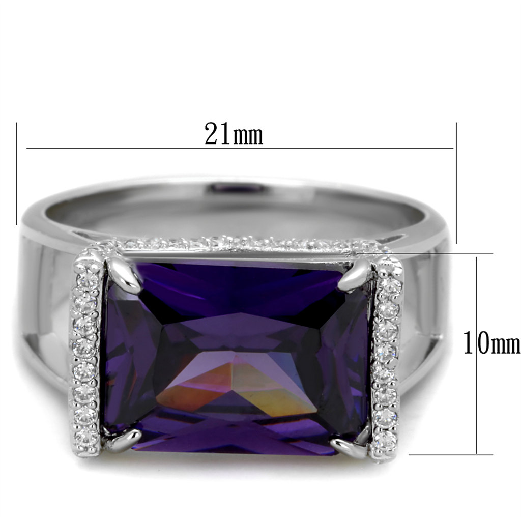 TS417 - Rhodium 925 Sterling Silver Ring with AAA Grade CZ  in Amethyst