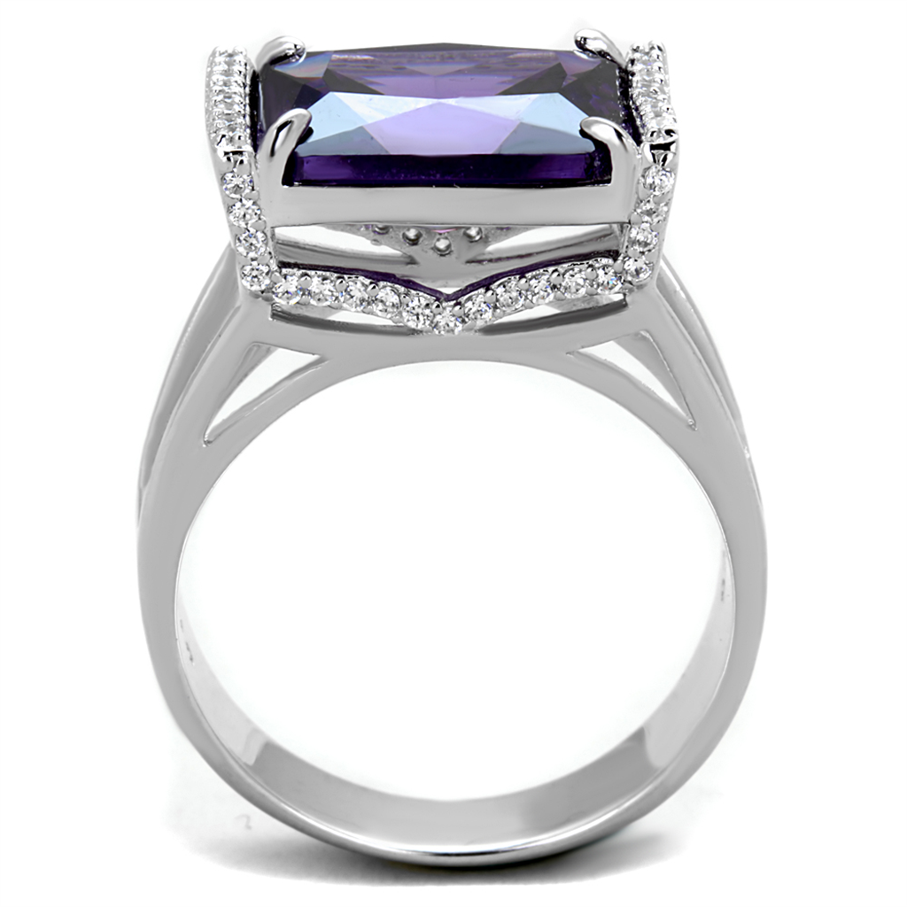 TS417 - Rhodium 925 Sterling Silver Ring with AAA Grade CZ  in Amethyst