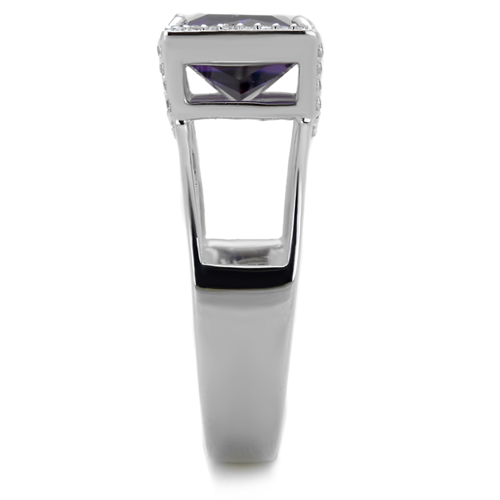 TS417 - Rhodium 925 Sterling Silver Ring with AAA Grade CZ  in Amethyst