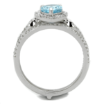 TS453 - Rhodium 925 Sterling Silver Ring with AAA Grade CZ  in Sea Blue