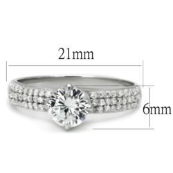 TS458 - Rhodium 925 Sterling Silver Ring with AAA Grade CZ  in Clear