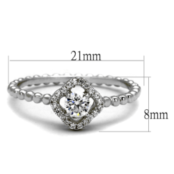 TS462 - Rhodium 925 Sterling Silver Ring with AAA Grade CZ  in Clear