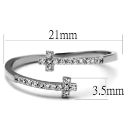 TS463 - Rhodium 925 Sterling Silver Ring with AAA Grade CZ  in Clear