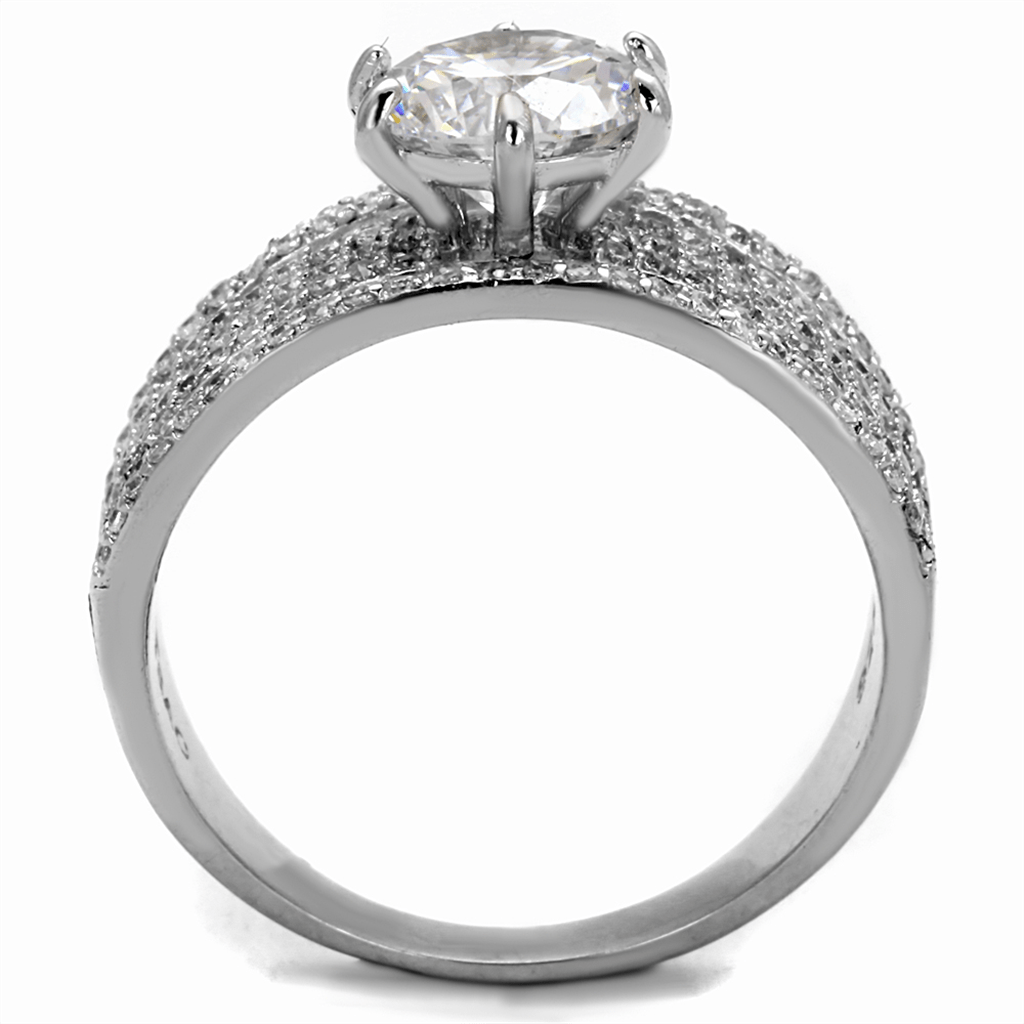 TS473 - Rhodium 925 Sterling Silver Ring with AAA Grade CZ  in Clear