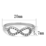 TS487 - Rhodium 925 Sterling Silver Ring with AAA Grade CZ  in Clear