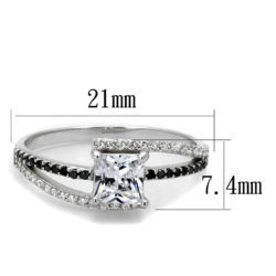 TS488 - Rhodium 925 Sterling Silver Ring with AAA Grade CZ  in Clear