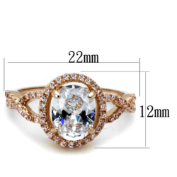 TS489 - Rose Gold 925 Sterling Silver Ring with AAA Grade CZ  in Clear