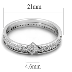 TS498 - Rhodium 925 Sterling Silver Ring with AAA Grade CZ  in Clear