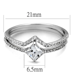 TS504 - Rhodium 925 Sterling Silver Ring with AAA Grade CZ  in Clear