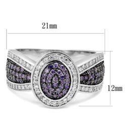 TS523 - Rhodium + Ruthenium 925 Sterling Silver Ring with AAA Grade CZ  in Amethyst