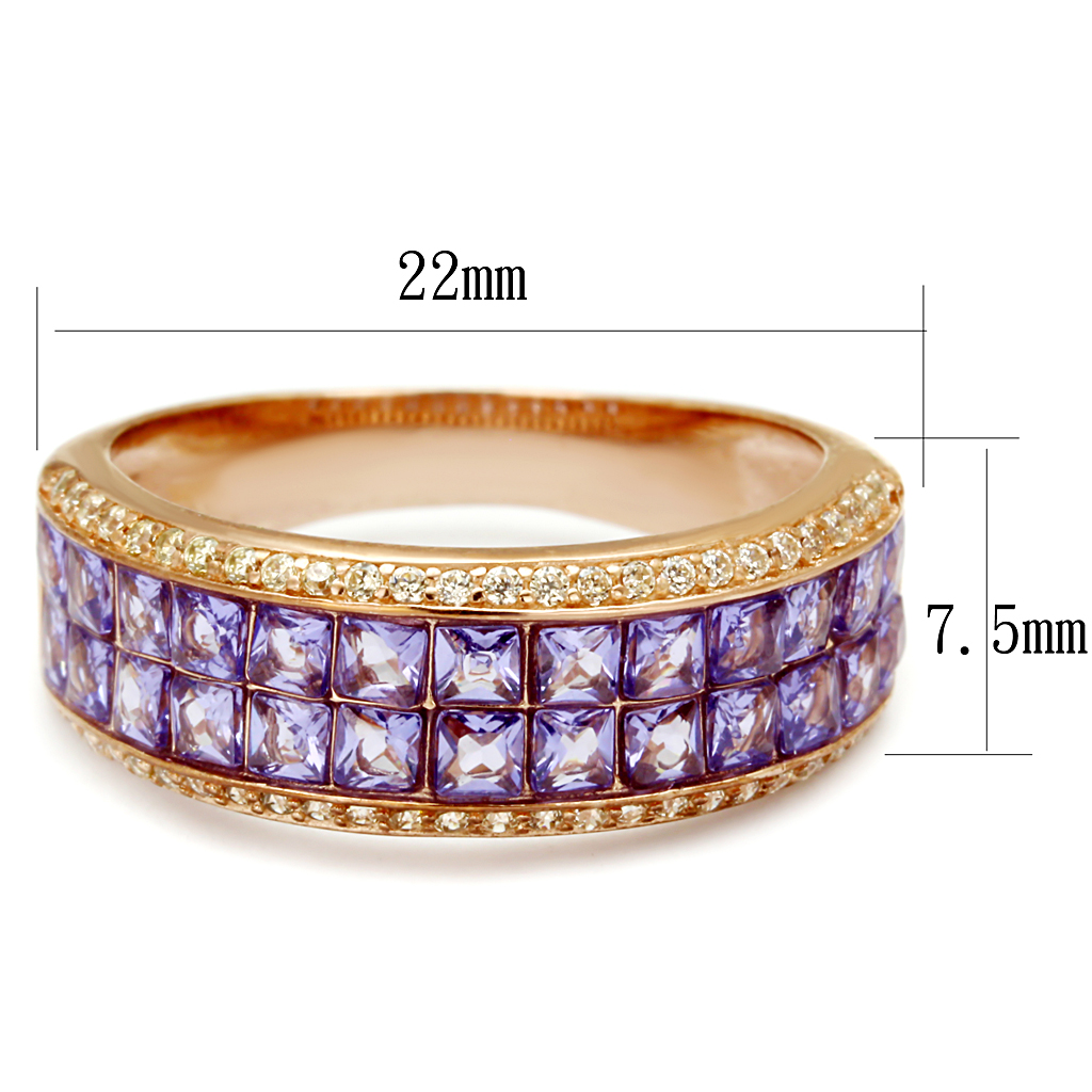 TS525 - Rose Gold 925 Sterling Silver Ring with AAA Grade CZ  in Amethyst