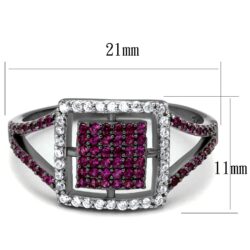 TS533 - Rhodium + Ruthenium 925 Sterling Silver Ring with AAA Grade CZ  in Ruby