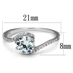 TS536 - Rhodium 925 Sterling Silver Ring with AAA Grade CZ  in Clear