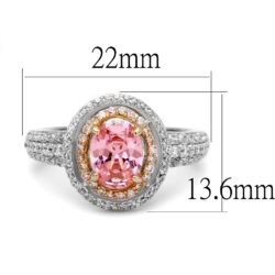 TS543 - Rose Gold + Rhodium 925 Sterling Silver Ring with AAA Grade CZ  in Rose