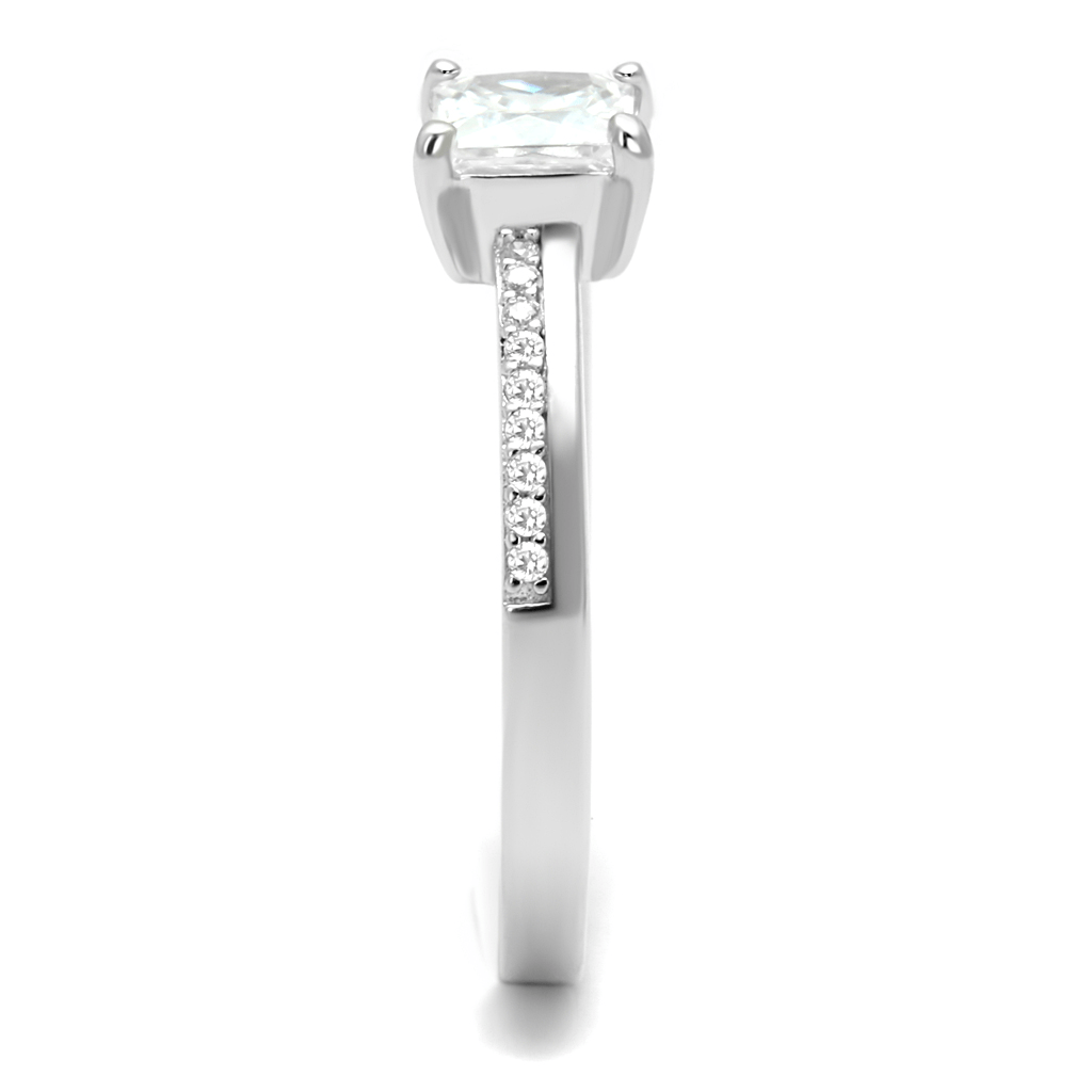 TS558 - Rhodium 925 Sterling Silver Ring with AAA Grade CZ  in Clear