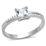 TS558 - Rhodium 925 Sterling Silver Ring with AAA Grade CZ  in Clear