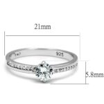 TS560 - Rhodium 925 Sterling Silver Ring with AAA Grade CZ  in Clear