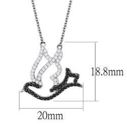 TS563 - Rhodium + Ruthenium 925 Sterling Silver Chain Pendant with AAA Grade CZ  in Clear